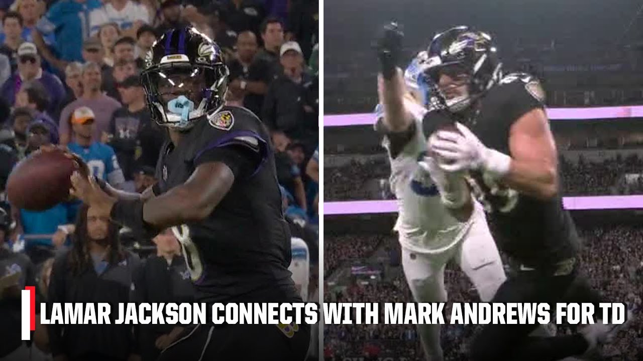 Lamar Jackson throws touchdown pass to Mark Andrews to give Ravens the lead vs. Lions | NFL on ESPN