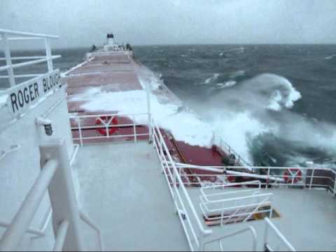 Great Lakes Freighter Roger Blough in Heavy Seas on Lake Superior