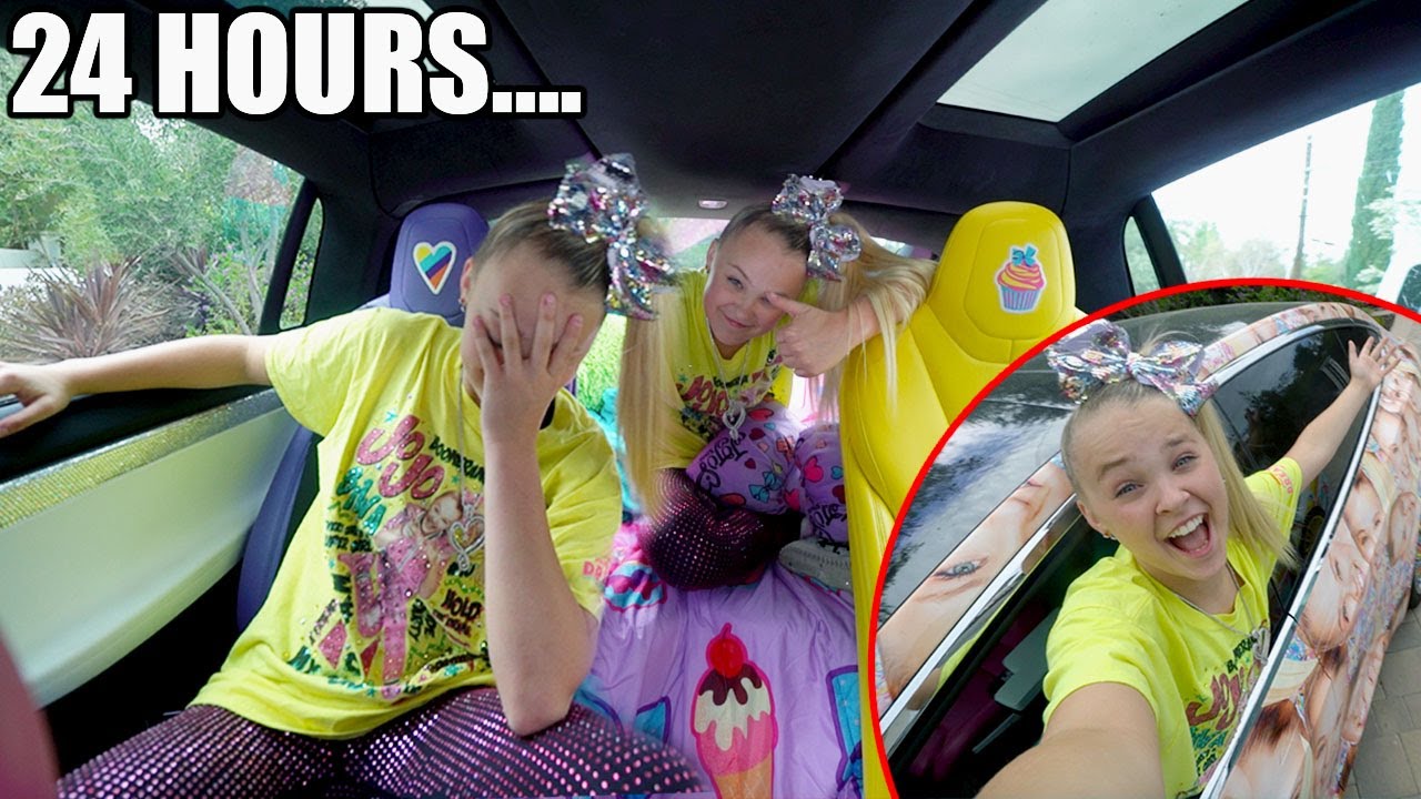 24 HOURS INSIDE MY CAR!! *JoJo Siwa Tesla*