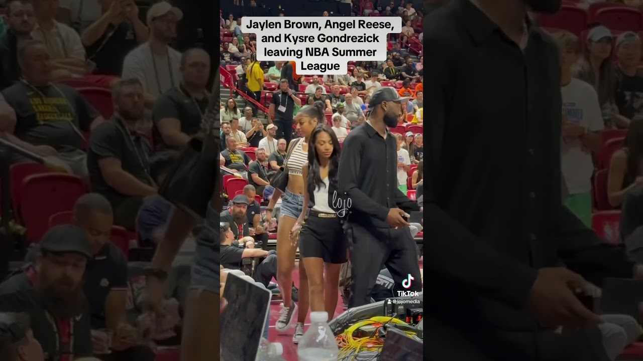 Jaylen Brown and Angel Reese spotted leaving the #Lakers vs. #Celtics #NBA Summer League  game.